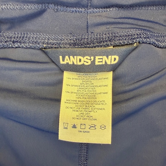 Share Lands' End Navy Blue White Polka-Dot Swim Skort Lined Shorts Size 14 - Picture 5 of 12